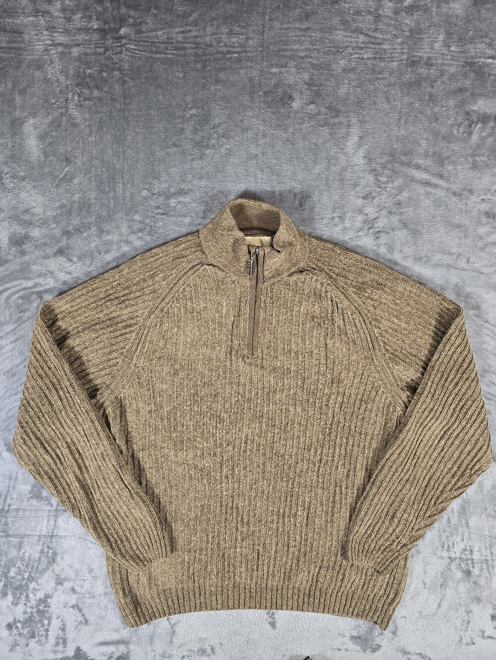 Cabela's Outfitter Series 1/4 Zip Ribbed Knit Sweater Size XL Brown